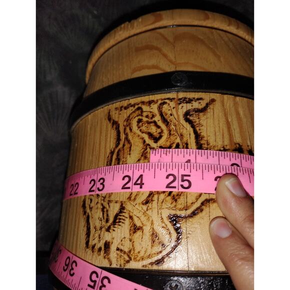 Hand Made wooden barrel piggy bankwood-burned or engraved Hourse design - Picture 10 of 10